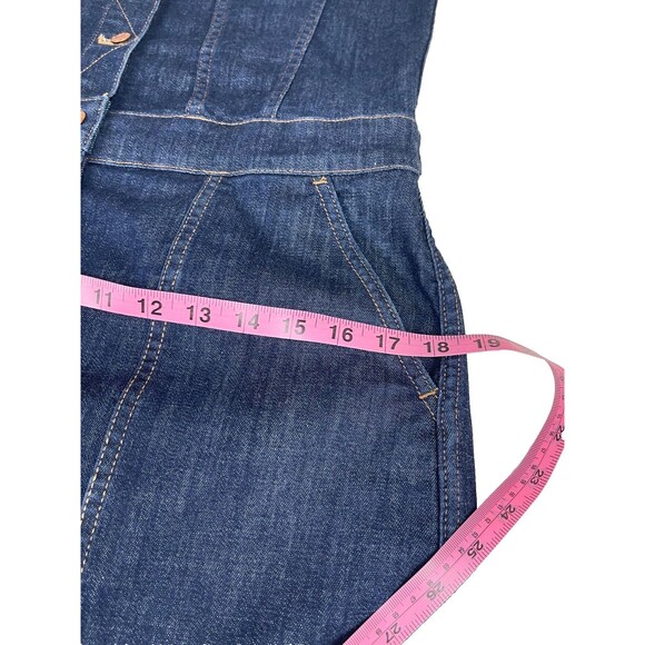Madewell Denim Utility Shirt Dress Sz S Button Front Long Sleeve Mini Dark Wash - Picture 12 of 15